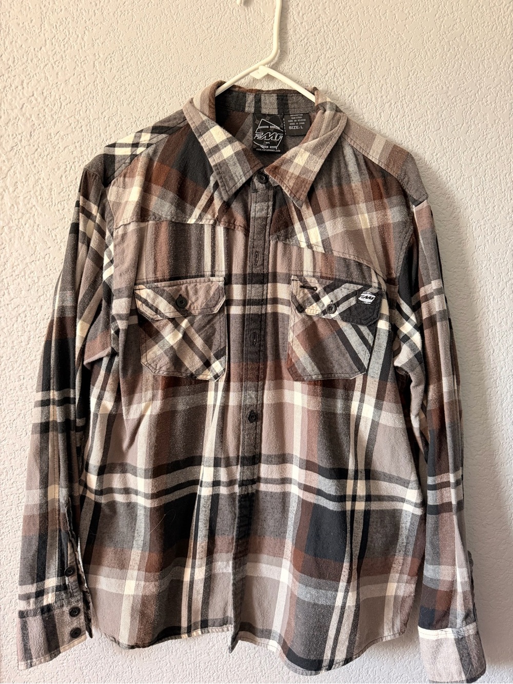 Men's Plaid Western Button-Down Shirt - Brown/Black